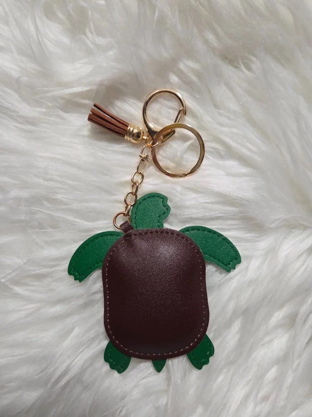 Faux Leather Turtle Keychain